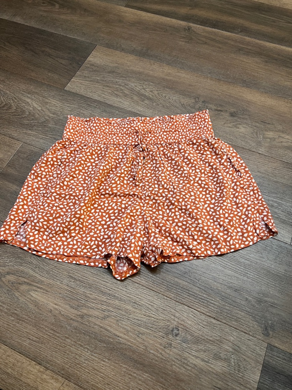 Abercrombie & Fitch Rust Orange Printed High-Waist Pull-On Shorts